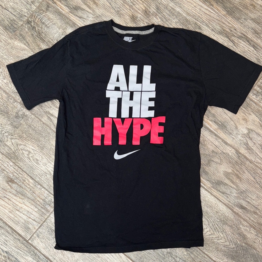 Nike Black Tee with Grey and Red Graphic - Picture 1 of 4